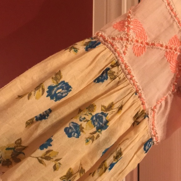 Free people tunic top shirt sleeves beaded xs 0 2 pink - Picture 3 of 6